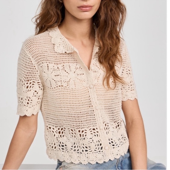PAX CROCHET POLO TOP main image 0